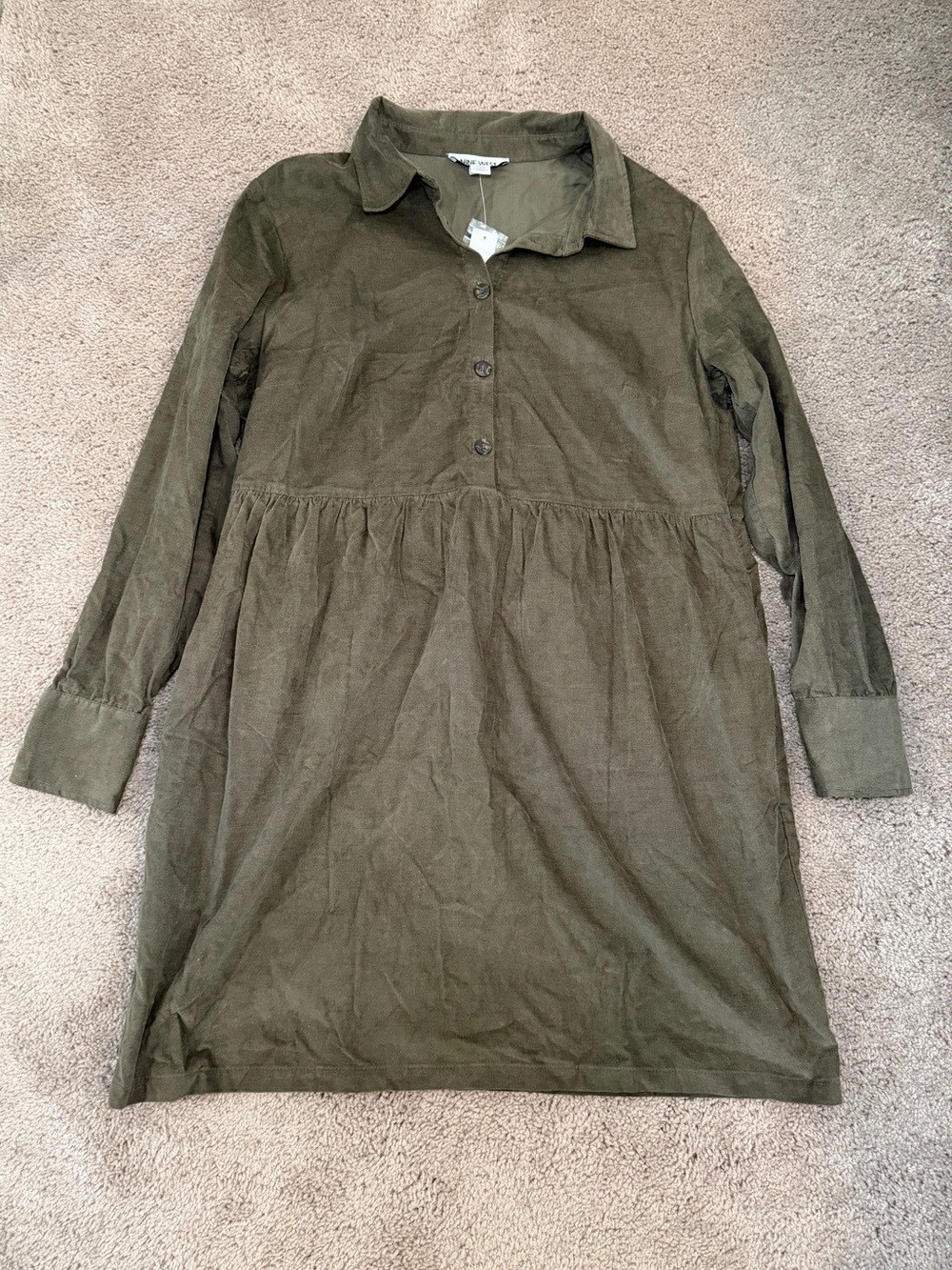 Nine West Jeans Long Sleeve Griffen Dress 100% Cotton Women’s Size Large NWT